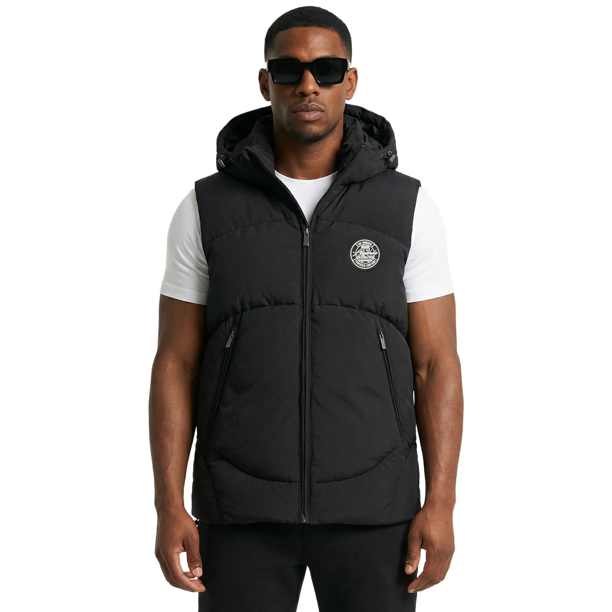 Model View of Légende Paris Bodywarmer Black Puffer Gilet LPJKT063